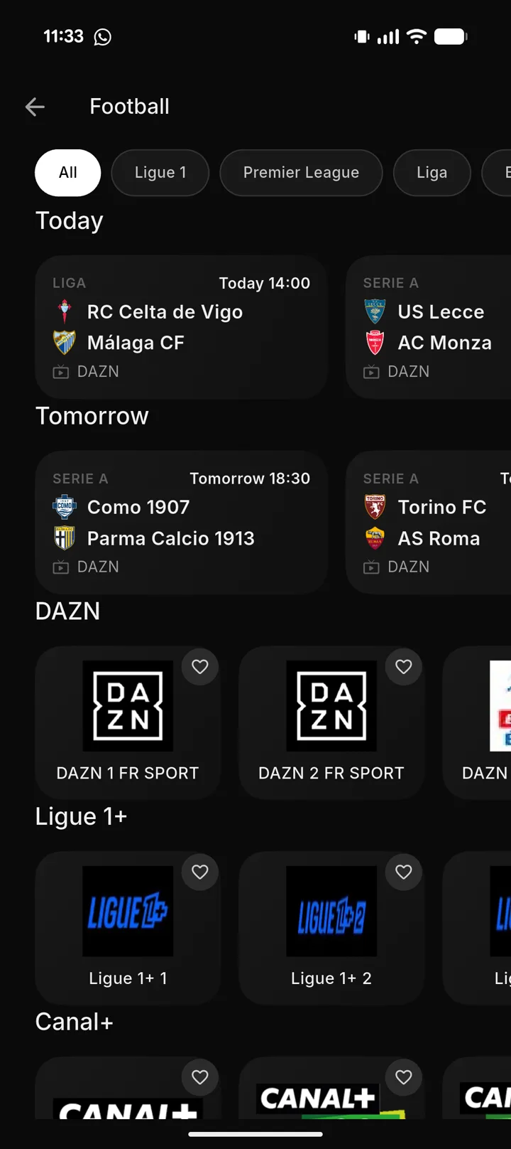 Matchs de football du jour et diffuseurs dans SublimeTV
